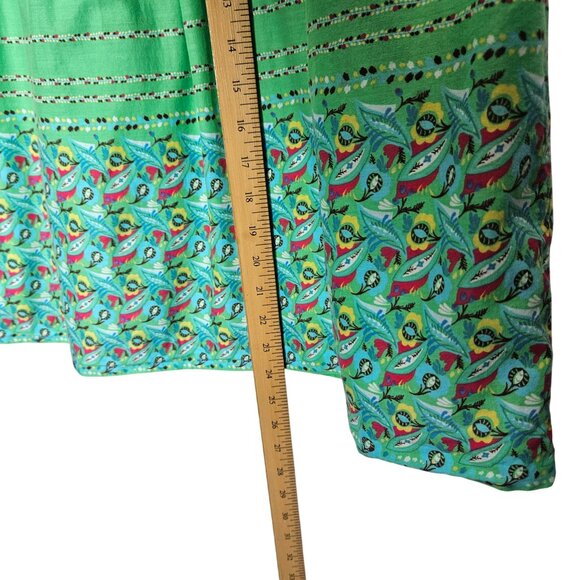 Harolds Green Floral Embroidered Cotton Skirt With Side Zipper Womens Size 4‎ - Picture 8 of 10